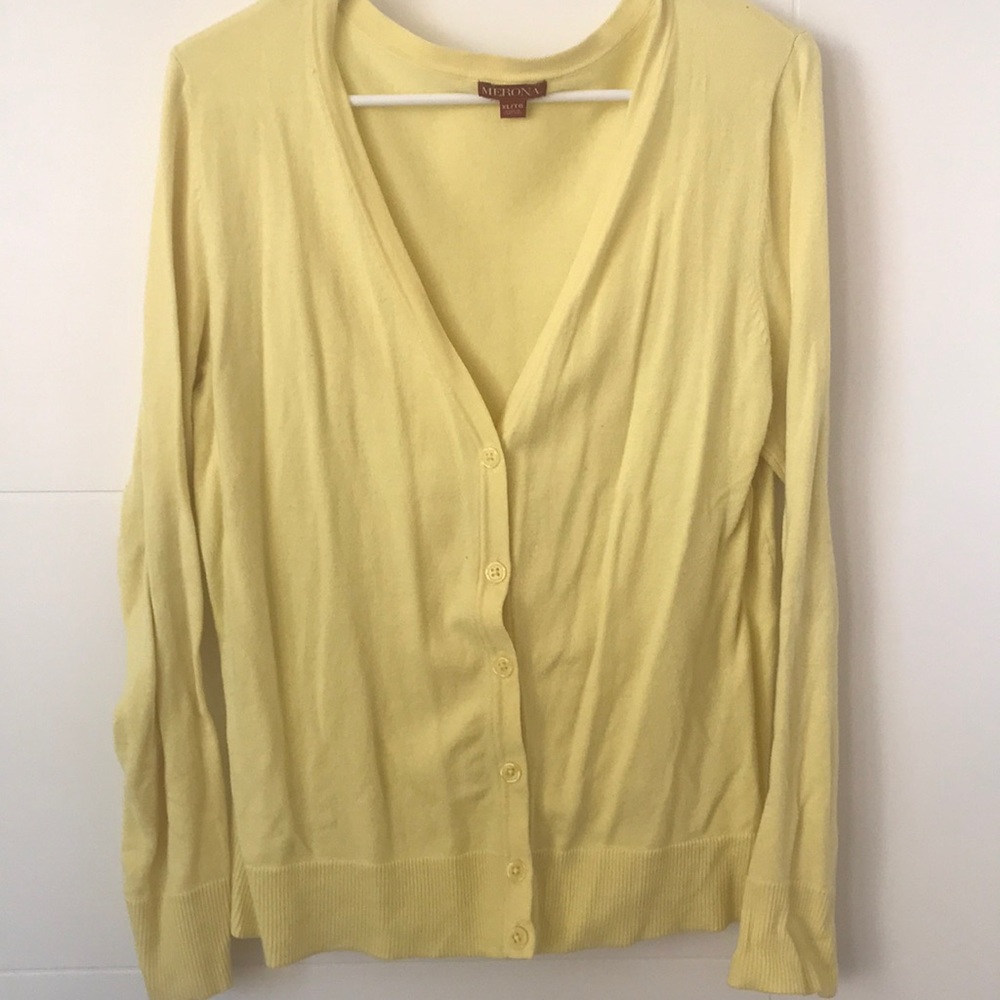 EUC Bright yellow XL V-neck merona cardigan